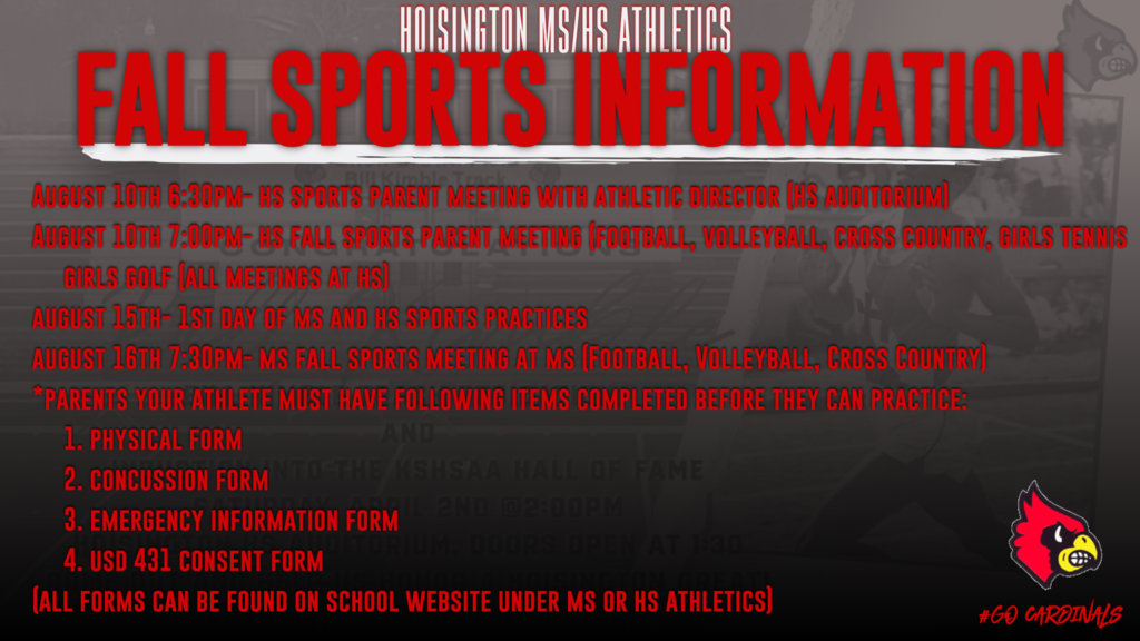 MS/HS Fall Sports Information
